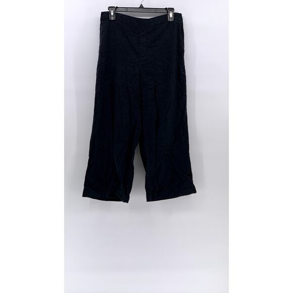 OLD NAVY Women's Black Linen-Blend Pull-On Casual Wide-Leg Relaxed-Fit Pants SZ8 - Picture 1 of 9
